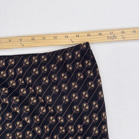 Studio M Women's Vintage Boho Lagenlook 100% Silk Slip Skirt Small Black Tan - Picture 9 of 10